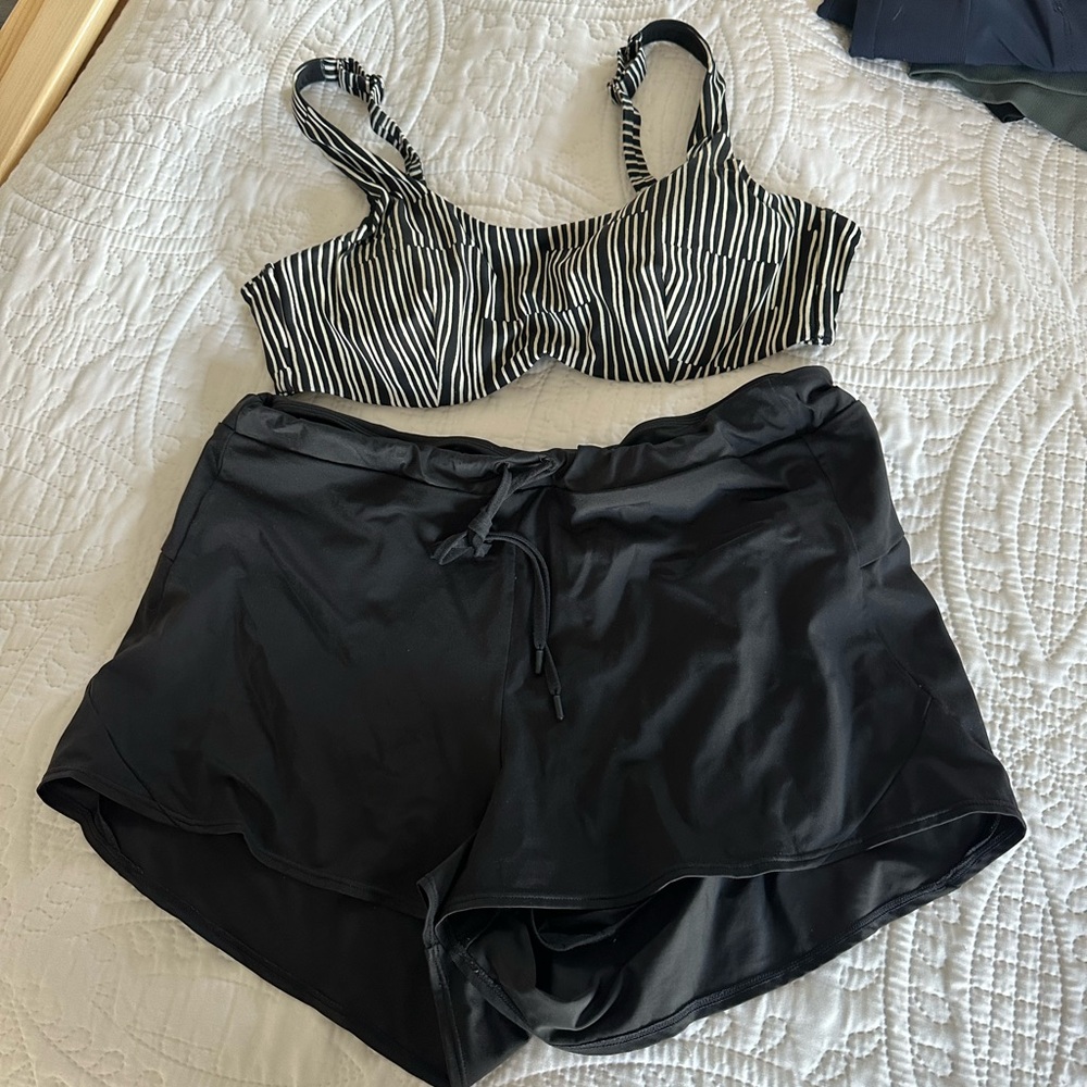 Athleta Black & stripe bikini